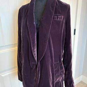 Free People Deep Purple Velvet Blazer